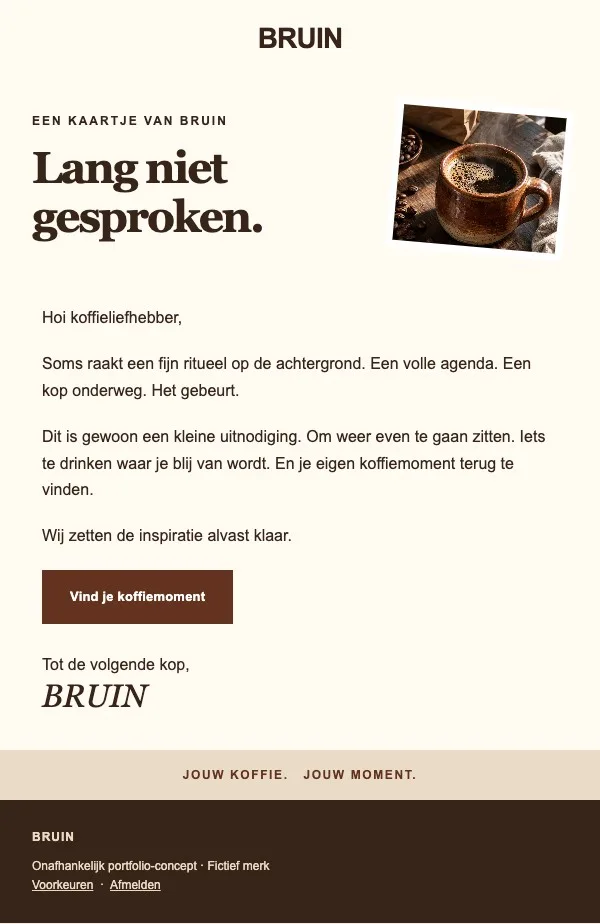 BRUIN win-back e-mailconcept